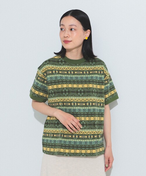 BEAMS BOY(ビームスボーイ)の「BEAMS BOY / フェアアイル ジャガード ショートスリーブ(Tシャツ/カットソー・レディース・オリーブ/ベージュ/レッド・ONE SIZE)」の14枚目の写真