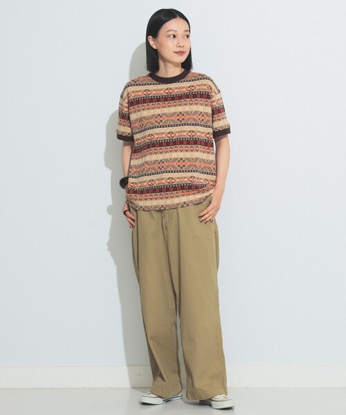 BEAMS BOY(ビームスボーイ)の「BEAMS BOY / フェアアイル ジャガード ショートスリーブ(Tシャツ/カットソー・レディース・オリーブ/ベージュ/レッド・ONE SIZE)」の11枚目の写真