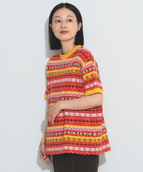 BEAMS BOY(ビームスボーイ)の「BEAMS BOY / フェアアイル ジャガード ショートスリーブ(Tシャツ/カットソー・レディース・オリーブ/ベージュ/レッド・ONE SIZE)」の20枚目の写真