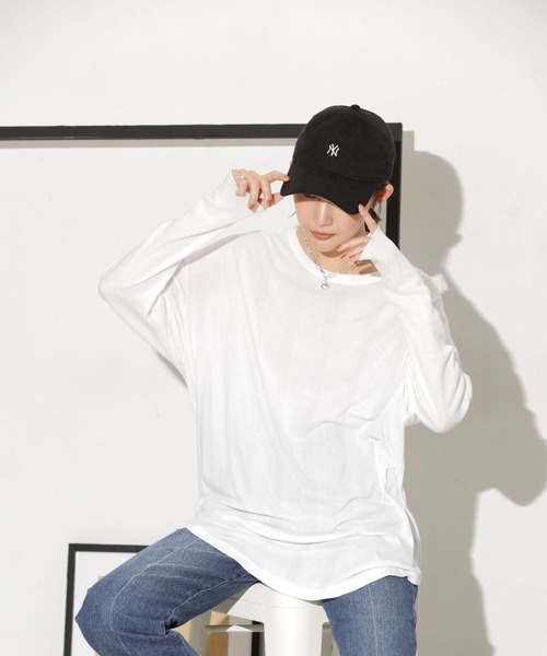 NANO universe（ナノユニバース）の「Robert P. Miller/別注 ライトパネルリブ ロングスリーブ TEE（Tシャツ/カットソー・レディース・ブルー/ホワイト/ブラウン・FREE）」の6枚目の写真