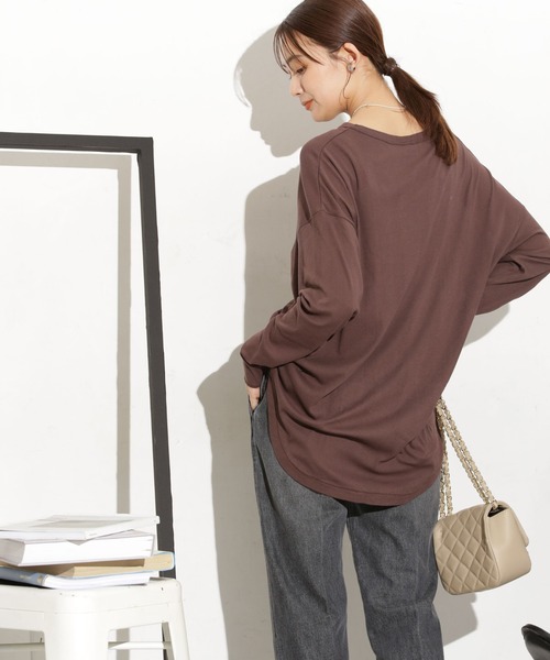 NANO universe（ナノユニバース）の「Robert P. Miller/別注 ライトパネルリブ ロングスリーブ TEE（Tシャツ/カットソー・レディース・ブルー/ホワイト/ブラウン・FREE）」の15枚目の写真