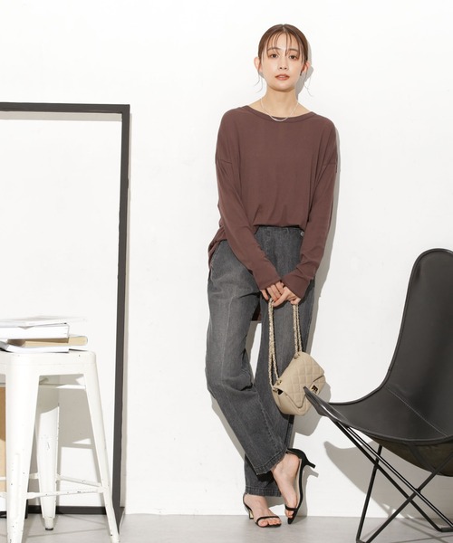 NANO universe（ナノユニバース）の「Robert P. Miller/別注 ライトパネルリブ ロングスリーブ TEE（Tシャツ/カットソー・レディース・ブルー/ホワイト/ブラウン・FREE）」の16枚目の写真