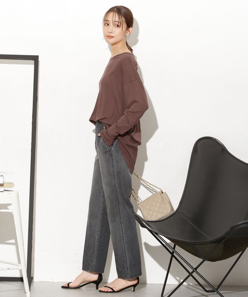 NANO universe（ナノユニバース）の「Robert P. Miller/別注 ライトパネルリブ ロングスリーブ TEE（Tシャツ/カットソー・レディース・ブルー/ホワイト/ブラウン・FREE）」の17枚目の写真