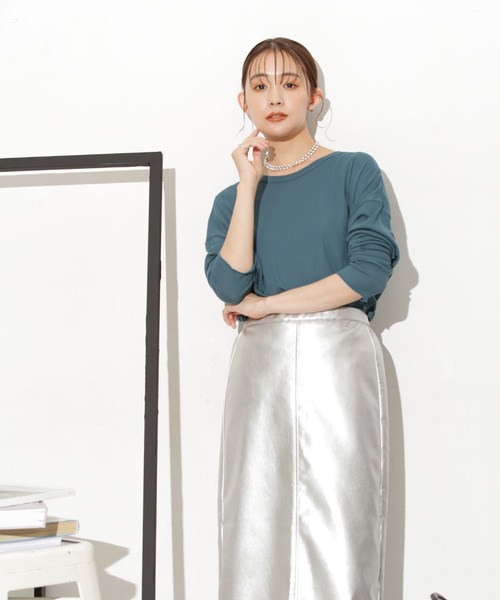 NANO universe（ナノユニバース）の「Robert P. Miller/別注 ライトパネルリブ ロングスリーブ TEE（Tシャツ/カットソー・レディース・ブルー/ホワイト/ブラウン・FREE）」の9枚目の写真