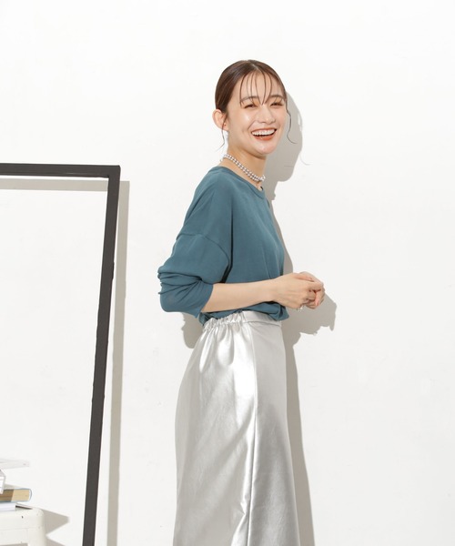 NANO universe（ナノユニバース）の「Robert P. Miller/別注 ライトパネルリブ ロングスリーブ TEE（Tシャツ/カットソー・レディース・ブルー/ホワイト/ブラウン・FREE）」の10枚目の写真