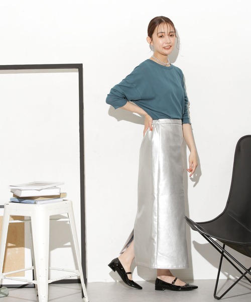 NANO universe（ナノユニバース）の「Robert P. Miller/別注 ライトパネルリブ ロングスリーブ TEE（Tシャツ/カットソー・レディース・ブルー/ホワイト/ブラウン・FREE）」の13枚目の写真