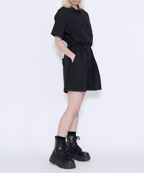 Figments（フィグメンツ）の「ショートスリーブロンパース（サロペット/オーバーオール・レディース・ブラック/グレー・FREE）」の14枚目の写真