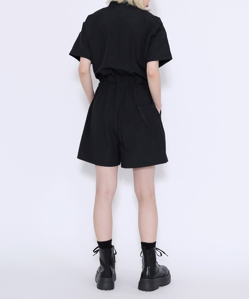 Figments（フィグメンツ）の「ショートスリーブロンパース（サロペット/オーバーオール・レディース・ブラック/グレー・FREE）」の11枚目の写真