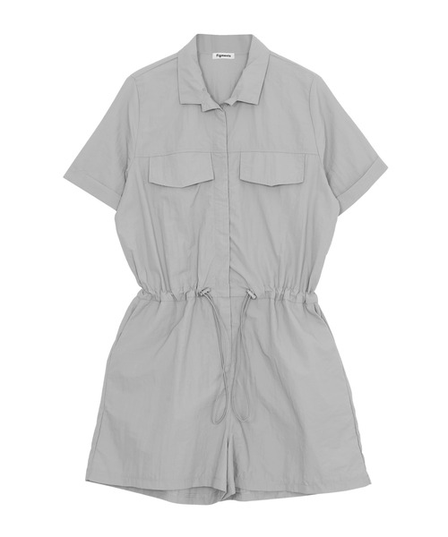 Figments（フィグメンツ）の「ショートスリーブロンパース（サロペット/オーバーオール・レディース・ブラック/グレー・FREE）」の5枚目の写真