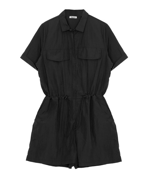 Figments（フィグメンツ）の「ショートスリーブロンパース（サロペット/オーバーオール・レディース・ブラック/グレー・FREE）」の7枚目の写真