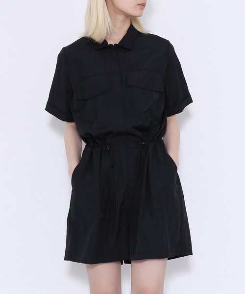 Figments（フィグメンツ）の「ショートスリーブロンパース（サロペット/オーバーオール・レディース・ブラック/グレー・FREE）」の16枚目の写真