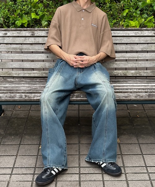 Perushu(ペルーシュ)の「ワンポイントワッフルポロ(ポロシャツ・メンズ・ブラウン/グレー/ネイビー・LARGE/MEDIUM)」の17枚目の写真