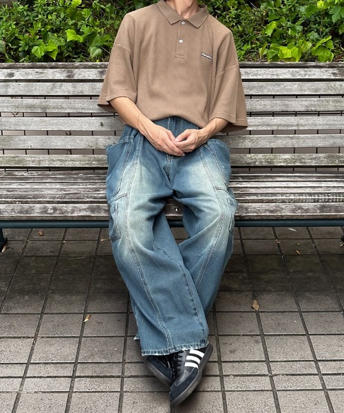 Perushu(ペルーシュ)の「ワンポイントワッフルポロ(ポロシャツ・メンズ・ブラウン/グレー/ネイビー・LARGE/MEDIUM)」の18枚目の写真