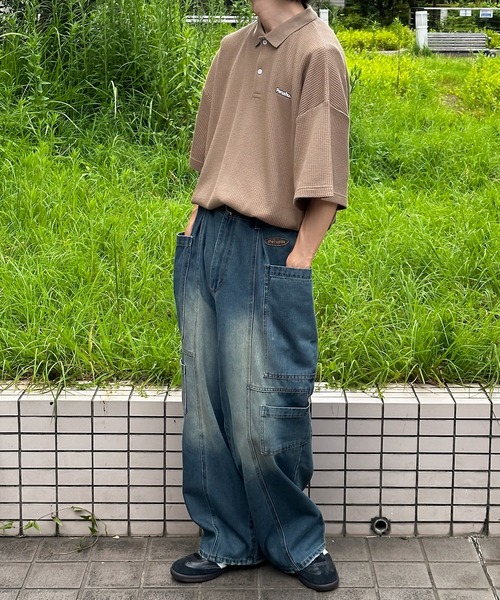 Perushu(ペルーシュ)の「ワンポイントワッフルポロ(ポロシャツ・メンズ・ブラウン/グレー/ネイビー・LARGE/MEDIUM)」の16枚目の写真