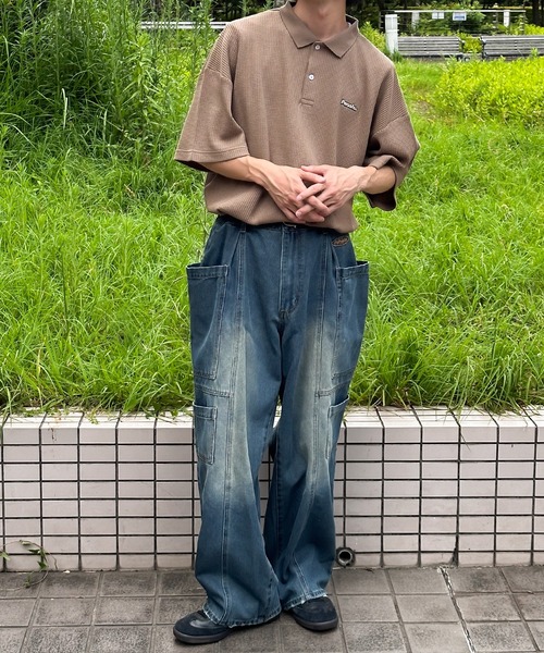 Perushu(ペルーシュ)の「ワンポイントワッフルポロ(ポロシャツ・メンズ・ブラウン/グレー/ネイビー・LARGE/MEDIUM)」の15枚目の写真