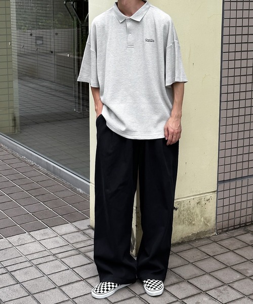 Perushu(ペルーシュ)の「ワンポイントワッフルポロ(ポロシャツ・メンズ・ブラウン/グレー/ネイビー・LARGE/MEDIUM)」の8枚目の写真