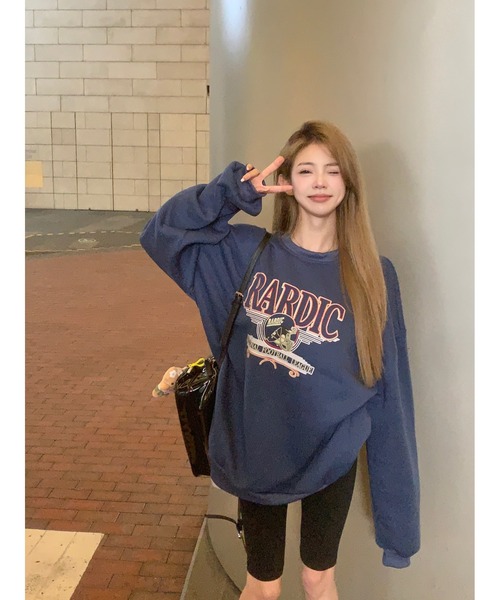 DEVICE（デバイス）の「オーバーサイズ アメリカンヴィンテージストリート スウェット トレーナー（スウェット・レディース・ブラック/ブルー・FREE）」の20枚目の写真