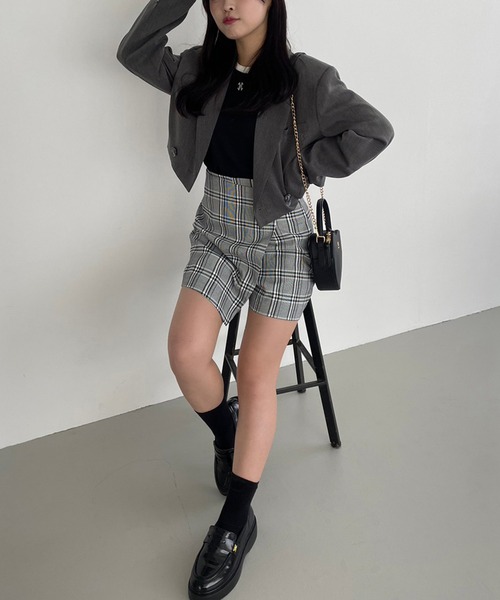 one after another NICE CLAUP（ワンアフターアナザーナイスクラップ）の「ショートテーラードジャケット/セットアップアイテムあり（テーラードジャケット・レディース・アイボリー/チェック/グレー/ブラック・FREE）」の20枚目の写真