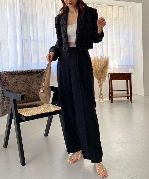 one after another NICE CLAUP（ワンアフターアナザーナイスクラップ）の「ショートテーラードジャケット/セットアップアイテムあり（テーラードジャケット・レディース・アイボリー/チェック/グレー/ブラック・FREE）」の15枚目の写真