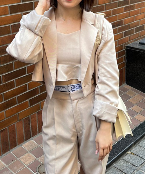 one after another NICE CLAUP（ワンアフターアナザーナイスクラップ）の「ショートテーラードジャケット/セットアップアイテムあり（テーラードジャケット・レディース・アイボリー/チェック/グレー/ブラック・FREE）」の10枚目の写真