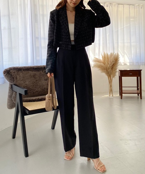 one after another NICE CLAUP（ワンアフターアナザーナイスクラップ）の「ショートテーラードジャケット/セットアップアイテムあり（テーラードジャケット・レディース・アイボリー/チェック/グレー/ブラック・FREE）」の16枚目の写真