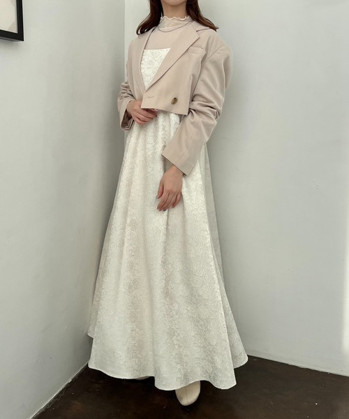 one after another NICE CLAUP（ワンアフターアナザーナイスクラップ）の「ショートテーラードジャケット/セットアップアイテムあり（テーラードジャケット・レディース・アイボリー/チェック/グレー/ブラック・FREE）」の7枚目の写真