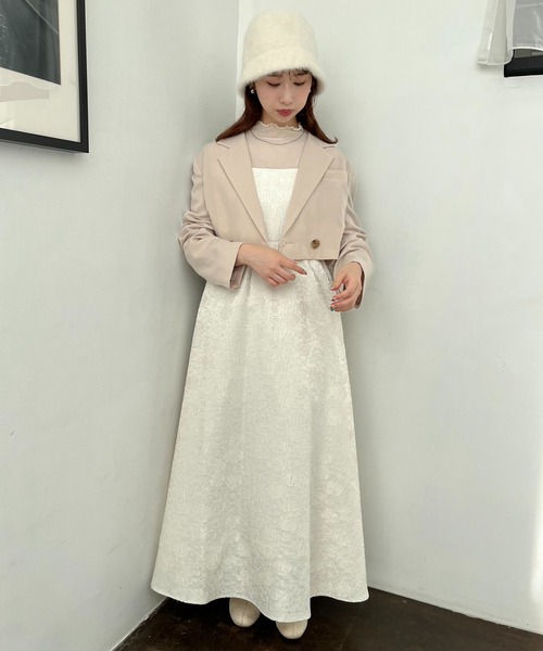 one after another NICE CLAUP（ワンアフターアナザーナイスクラップ）の「ショートテーラードジャケット/セットアップアイテムあり（テーラードジャケット・レディース・アイボリー/チェック/グレー/ブラック・FREE）」の8枚目の写真