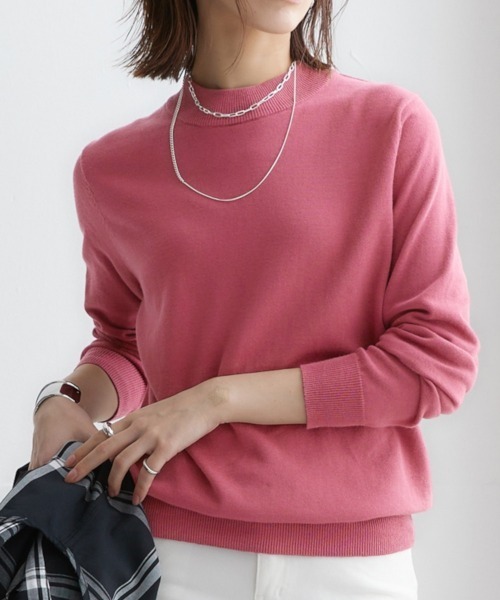 nissen（ニッセン）の「洗えるＵＶカット綿１００％ハイネックニット（ニット/セーター・レディース・チャコールグレー/ブルー/ブラック/ピンク系/ライトベージュ/オフホワイト/杢グレー・L/LL/M/S）」の7枚目の写真