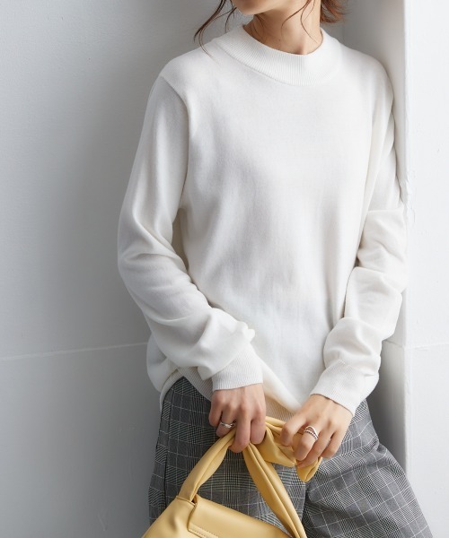 nissen（ニッセン）の「洗えるＵＶカット綿１００％ハイネックニット（ニット/セーター・レディース・チャコールグレー/ブルー/ブラック/ピンク系/ライトベージュ/オフホワイト/杢グレー・L/LL/M/S）」の13枚目の写真