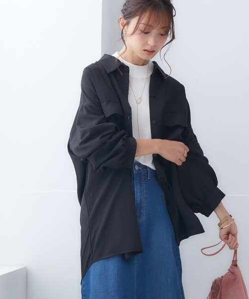 nissen（ニッセン）の「洗えるＵＶカット綿１００％ハイネックニット（ニット/セーター・レディース・チャコールグレー/ブルー/ブラック/ピンク系/ライトベージュ/オフホワイト/杢グレー・L/LL/M/S）」の16枚目の写真