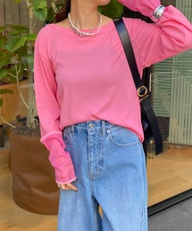 袖シアー切替リブTEE