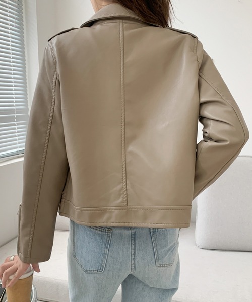 ABITOKYO（アビトーキョー）の「フェイクレザーライダースジャケット（ライダースジャケット・レディース・マスタード/ブラック/ベージュ・FREE）」の22枚目の写真