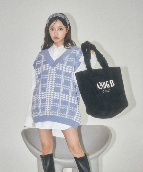 ANDGEEBEE（アンジービー）の「シャギートートバッグ（トートバッグ・レディース・ホワイト/ブラック・FREE）」の2枚目の写真