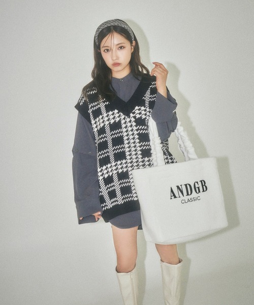 ANDGEEBEE（アンジービー）の「シャギートートバッグ（トートバッグ・レディース・ホワイト/ブラック・FREE）」の3枚目の写真