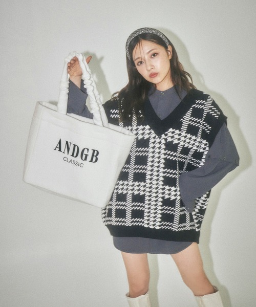 ANDGEEBEE（アンジービー）の「シャギートートバッグ（トートバッグ・レディース・ホワイト/ブラック・FREE）」の5枚目の写真