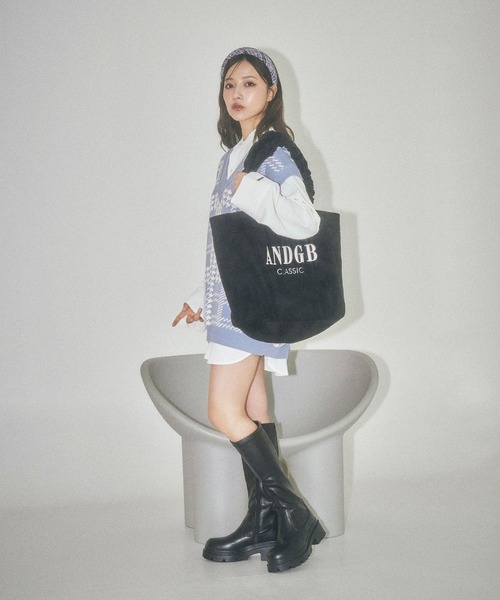 ANDGEEBEE（アンジービー）の「シャギートートバッグ（トートバッグ・レディース・ホワイト/ブラック・FREE）」の10枚目の写真
