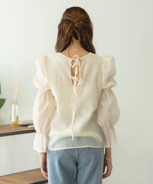 ▲Power shoulder blouse / パワショルブラウス リボントップス（シャツ/ブラウス）｜AO2（アオズ）