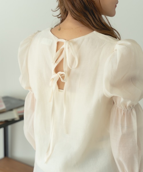▲Power shoulder blouse / パワショルブラウス リボントップス（シャツ/ブラウス）｜AO2（アオズ）