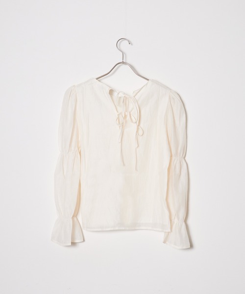 ▲Power shoulder blouse / パワショルブラウス リボントップス（シャツ/ブラウス）｜AO2（アオズ）