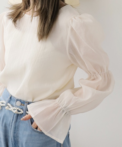 ▲Power shoulder blouse / パワショルブラウス リボントップス（シャツ/ブラウス）｜AO2（アオズ）