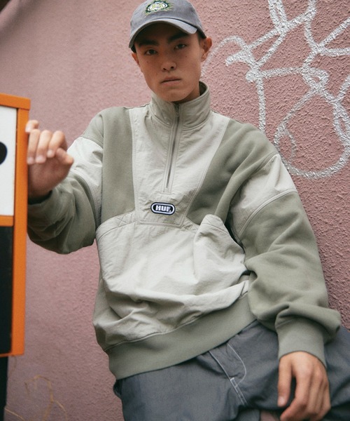 HUF(ハフ)の「ELYSIAN MIX HALF ZIP FLEECE / HUF ハーフジップ スウェット(スウェット・メンズ・モスグリーン/パープル系その他/ブラック・MEDIUM/SMALL/LARGE/XX-LARGE/X-LARGE)」の16枚目の写真