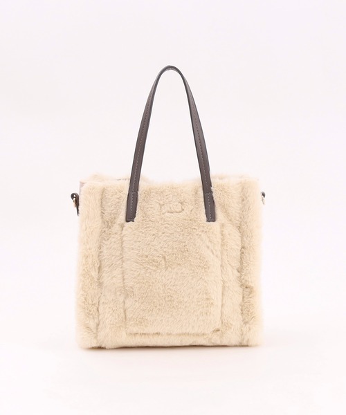 COOCO(クーコ)の「リバーシブルムートン風2WAYバッグ(ハンドバッグ・レディース・レオパード/ダークグレー/グレー系その他/オフホワイト・9)」の7枚目の写真