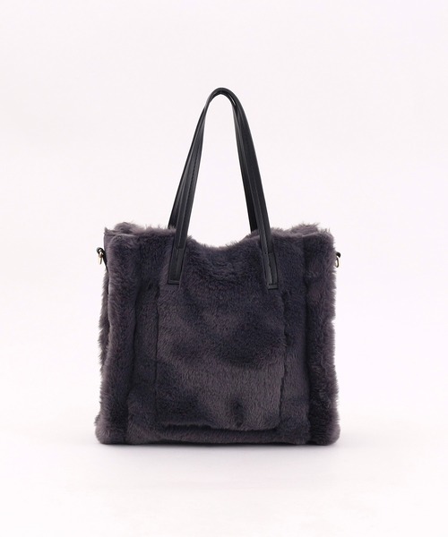 COOCO(クーコ)の「リバーシブルムートン風2WAYバッグ(ハンドバッグ・レディース・レオパード/ダークグレー/グレー系その他/オフホワイト・9)」の14枚目の写真