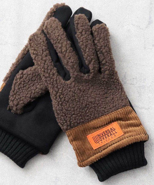UNIVERSAL OVERALL（ユニバーサルオーバーオール）の「選べる2素材 ボア×コーデュロイ コーデュロイ×スエード タッチパネル対応 グローブ（手袋・メンズ・オフホワイト/ベージュ系その他/ホワイト系その他/ブラック系その他/ブラウン/ブラック/グレー系その他/ベージュ・FREE）」の7枚目の写真