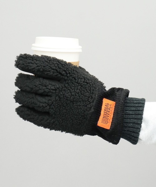 UNIVERSAL OVERALL（ユニバーサルオーバーオール）の「選べる2素材 ボア×コーデュロイ コーデュロイ×スエード タッチパネル対応 グローブ（手袋・メンズ・オフホワイト/ベージュ系その他/ホワイト系その他/ブラック系その他/ブラウン/ブラック/グレー系その他/ベージュ・FREE）」の4枚目の写真