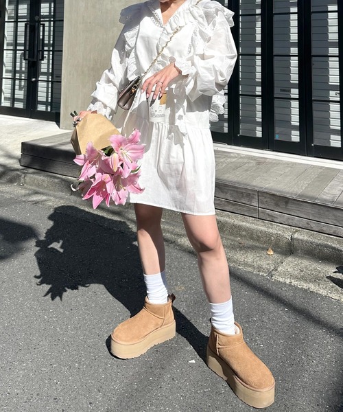 Alley by w closet(アリーバイダブルクローゼット)の「【Alley】エンブロイダリーレースチュニックワンピース(チュニック・レディース・オフホワイト/ブラック・FREE)」の8枚目の写真