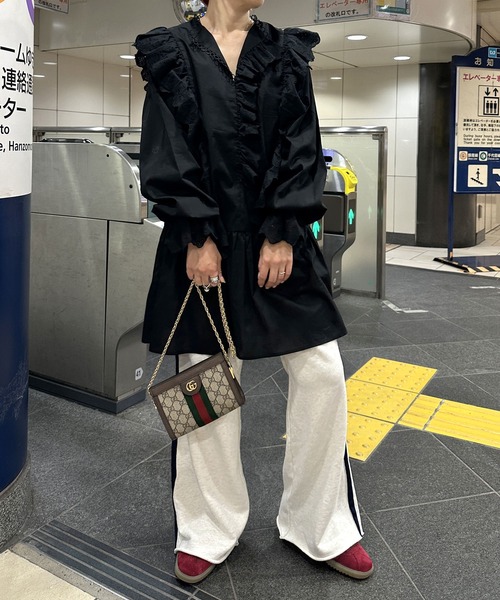 Alley by w closet(アリーバイダブルクローゼット)の「【Alley】エンブロイダリーレースチュニックワンピース(チュニック・レディース・オフホワイト/ブラック・FREE)」の18枚目の写真