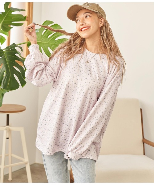 anap mimpi（アナップミンピ）の「小花柄 ボリュームスリーブ Aライン 裏毛 スウェット トレーナー【セットアップ対応】（スウェット・レディース・ピンク/アイボリー/ダークグレー・FREE）」の9枚目の写真