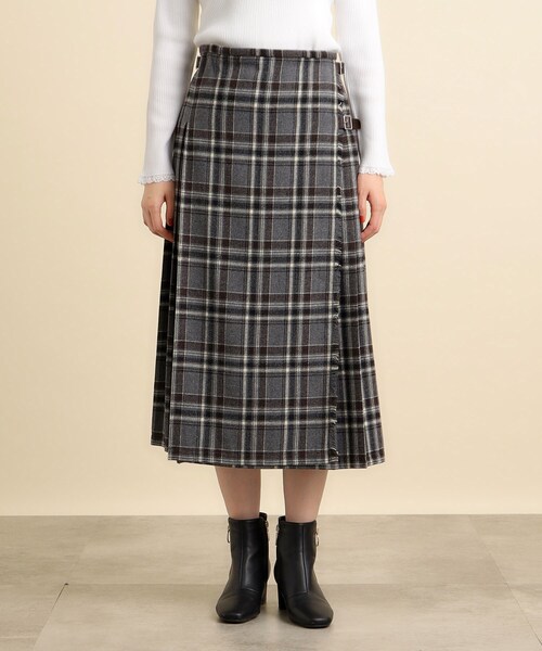 grove（グローブ）の「◆チェックとプリーツが着映えする主役スカート（スカート・レディース・チャコールグレー/ブラック系1/ダークブラウン系1・03/02/01/05/04）」の12枚目の写真
