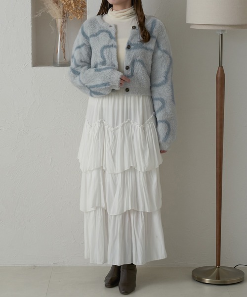 Ambre Neige（アンブルネージュ）の「【前後２WAY】２ｗａｙニュアンスニットラインカーディガン／【WEB/EC限定商品】（カーディガン/ボレロ・レディース・アイボリー/ライトグレー/ネイビー・FREE）」の10枚目の写真